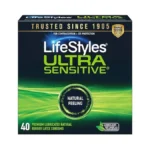Lifestyles Ultra Sensitive Natural Feeling Lubricated Latex Condoms, 40 Count