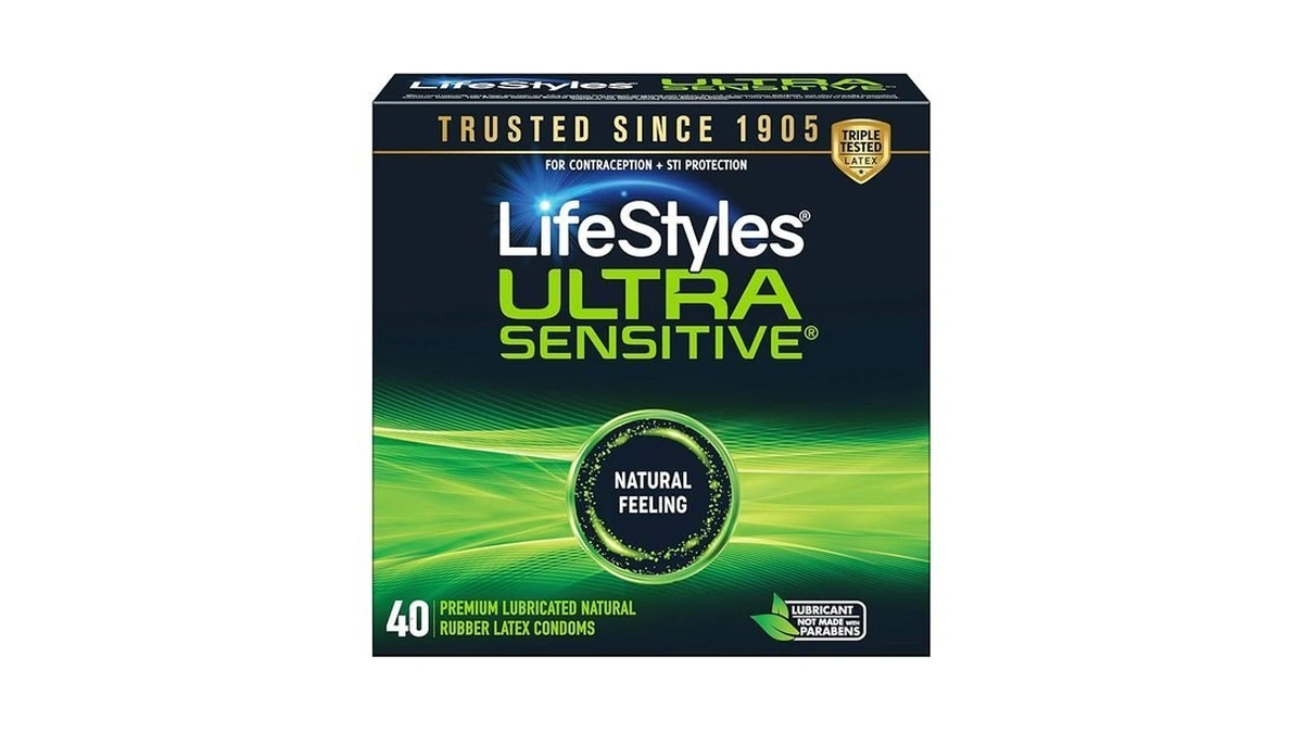 Lifestyles Ultra Sensitive Natural Feeling Lubricated Latex Condoms, 40 Count