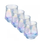 Yuhanoer Stemless Wine Glasses Set Of 4,10oz Iridescent Glassware,modern Rainbow