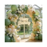 Sage Green Balloons Arch Kit， Olive Green Sand White Metallic