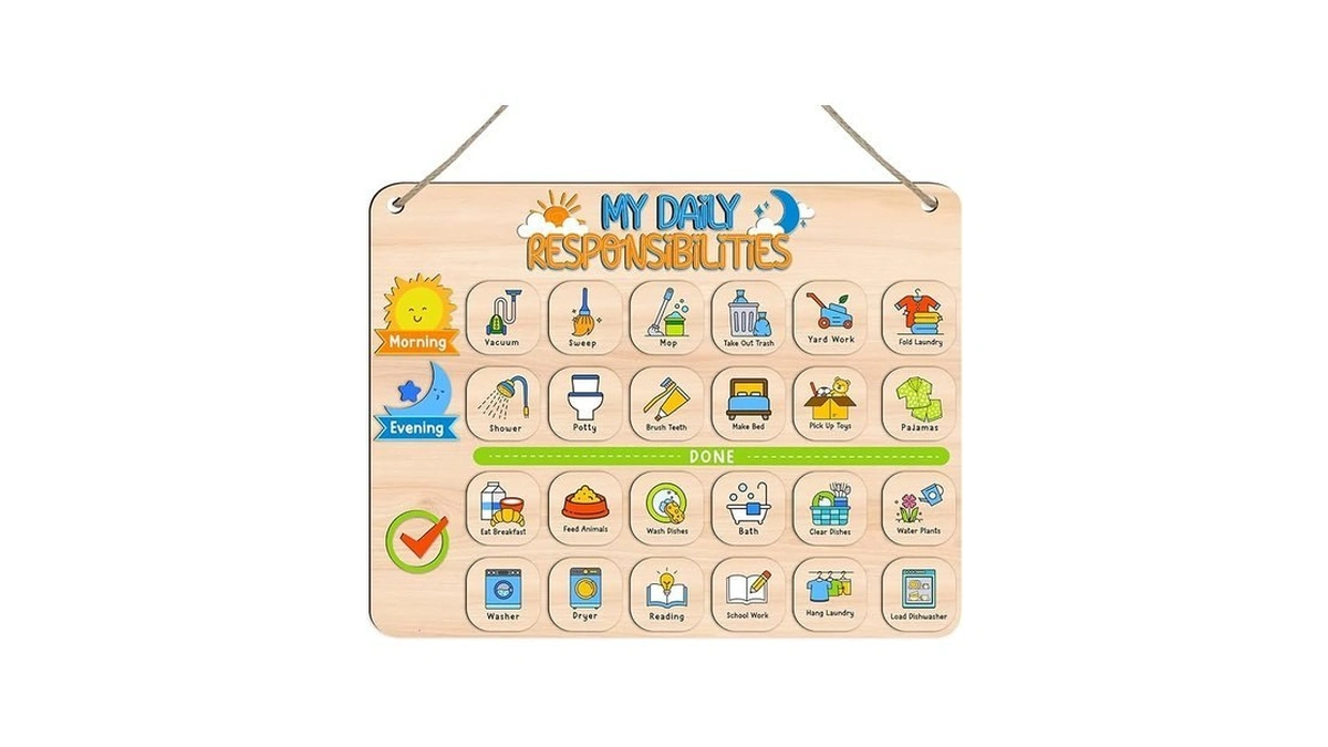 Ainbin Responsibility Chart For Kids, 2 In 1 Morning Bedtime