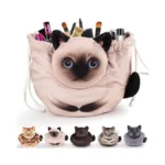 Openhahaha Drawstring Makeup Bag - Travel Organizer, Cosmetic Pouch, Cat