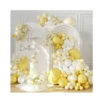 Yellow Balloon Arch Kit, 126pcs Double Stuffed Pearl Yellow White