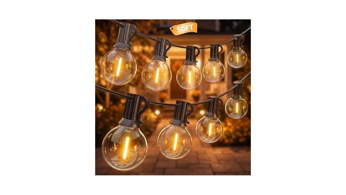 Kivonfa 50ft Outdoor String Lights - Shatterproof G40 Led Bulbs,