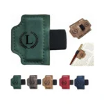 Moteerllu Custom Bygonemark Personalized Magnetic Leather Pen Holder Bookmark With