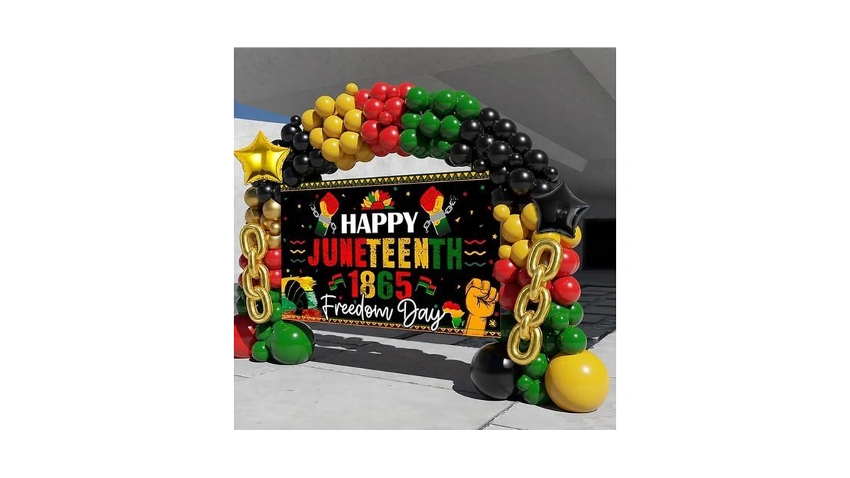 Juneteenth Decorations,167pcs Balloon Garland Arch Kit With Large Juneteenth Banner,african