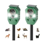 2-pack Solar Powered Ultrasonic Animal Repeller, Outdoor Waterproof Deer Squirrel