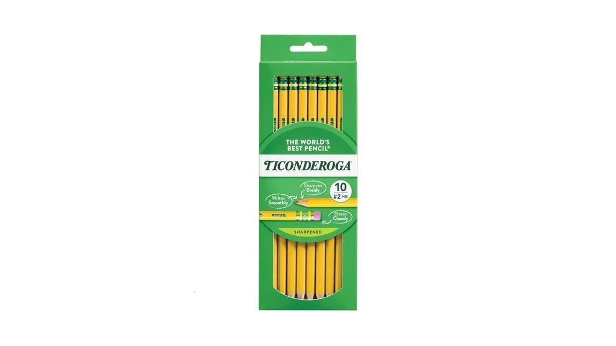 Ticonderoga Wood-cased Pencils, Pre-sharpened, 2 Hb Soft, Yellow, 10 Count