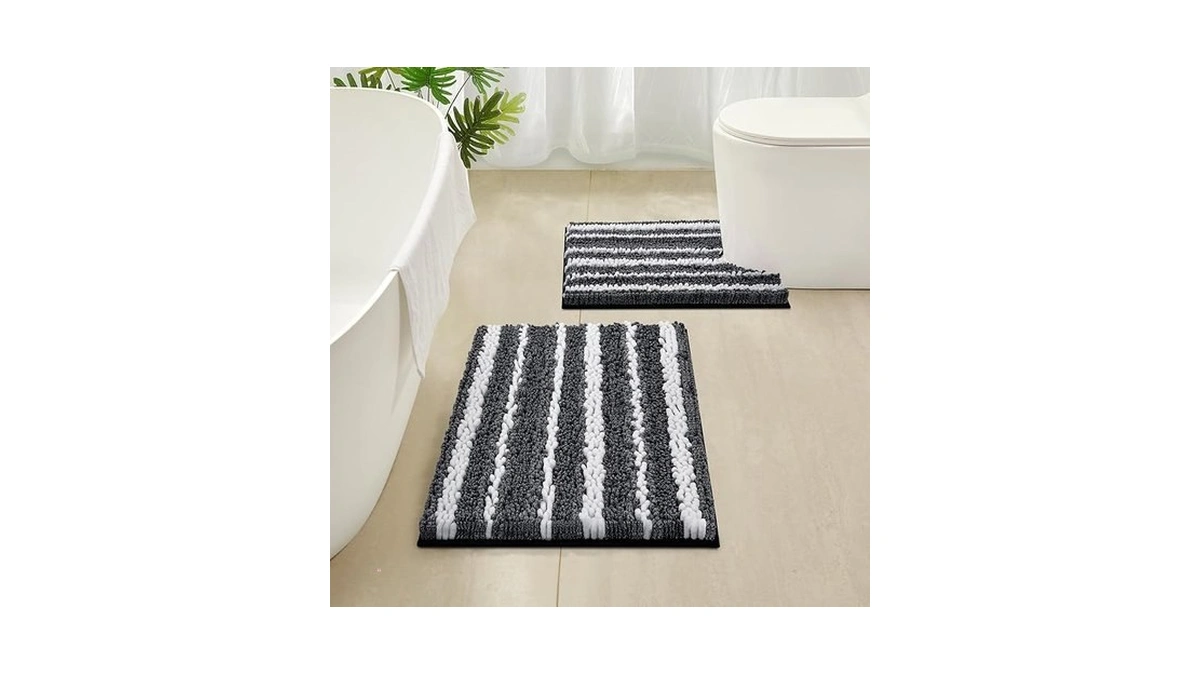Homeideas Bathroom Rugs Sets 2 Piece, Cationic Dyed Chenille Extra