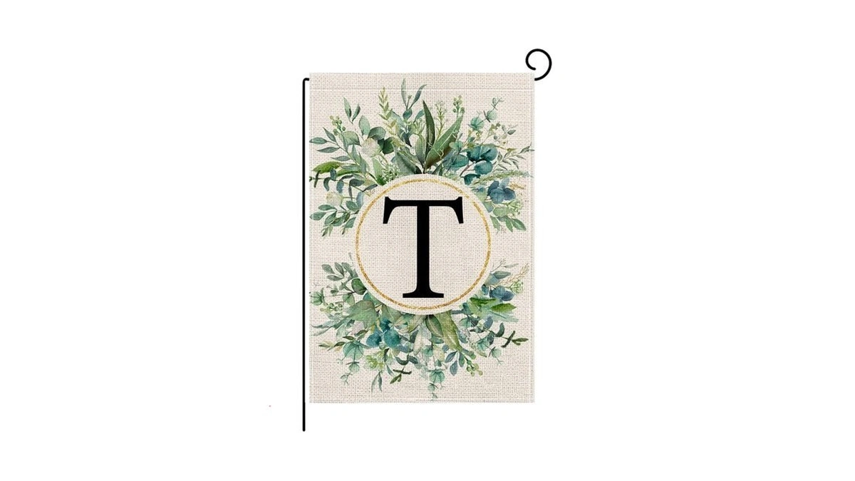 Wyooxoo Monogram Letter T Floral Garden Flag 12x18 Inch Double