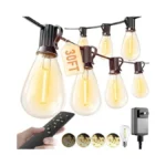 Luckystyle 30ft Led Outdoor String Lights With Remote, 10+ 1
