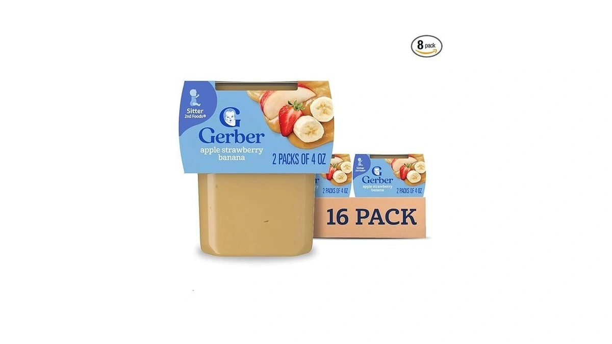 Gerber Stage 2 Baby Food, Apple Strawberry Banana Puree Tubs,