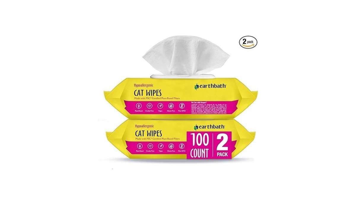 Earthbath, Hypo-allergenic Cat Wipes - Fragrance Free Cat Wipes For