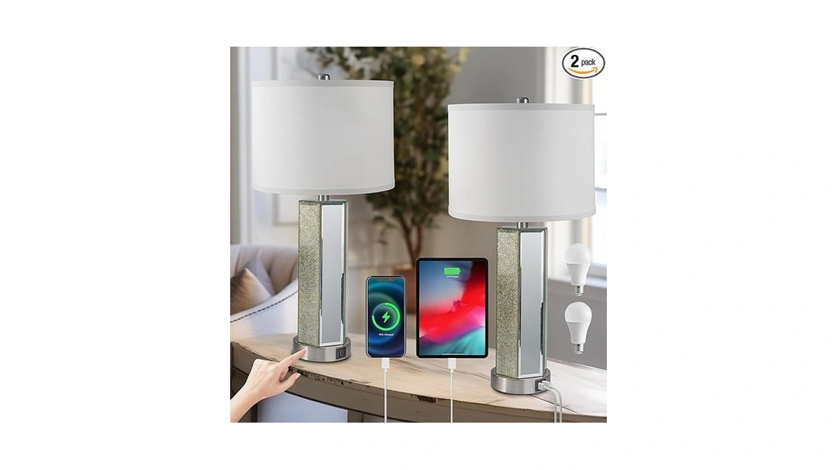 Velxee Touch Control Table Lamps Set Of 2, Modern Silver