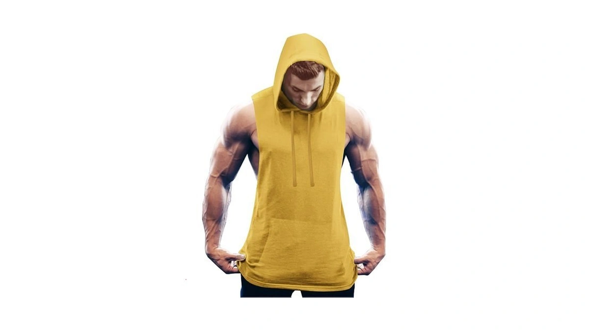 Coofandy Tank Top For Men Yellow Sleeveless Hoodie Men Men's