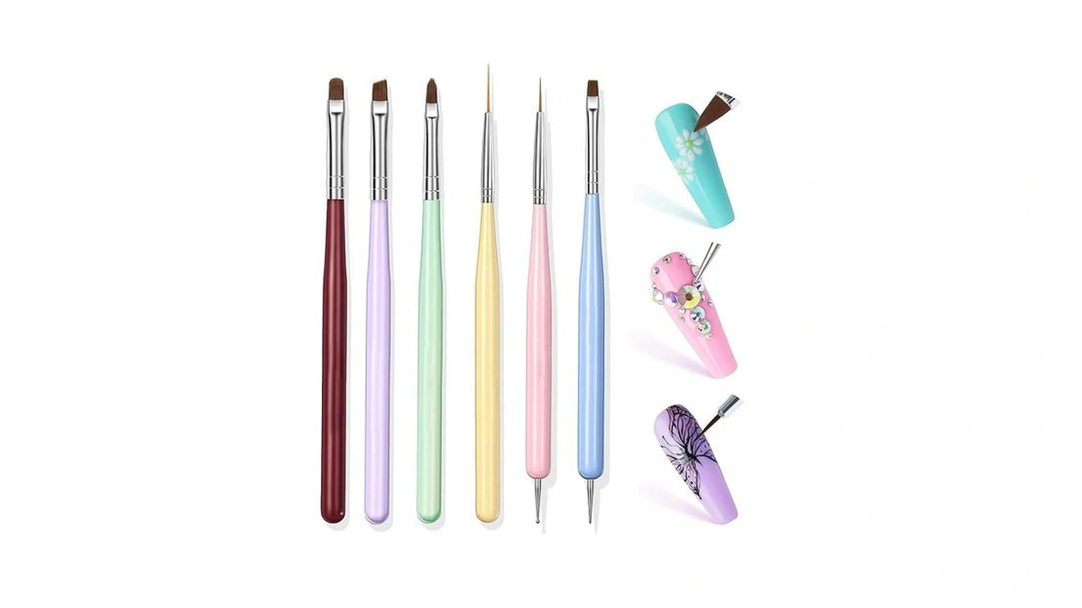 Lumcrissy 6pcs Nail Art Brushes Set - Professional Nail Design