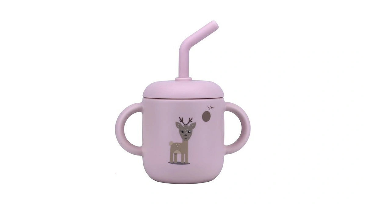 Clevakid Silicone Training Cup With Straw Easy Grip Handles For