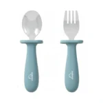 Clevakid Toddler Stainless Steel Spoon & Fork Set, Non-slip Silicone