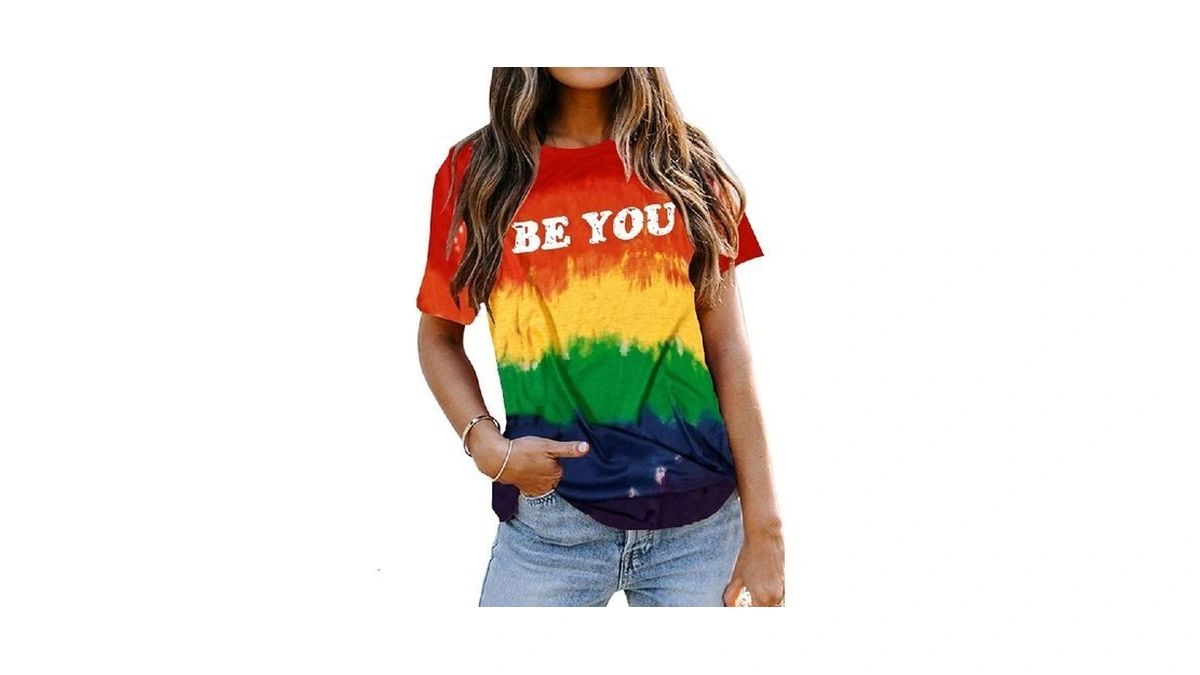 Rainbow Shirt Women Pride Shirt Rainbow Graphic Tees Shirts Letter