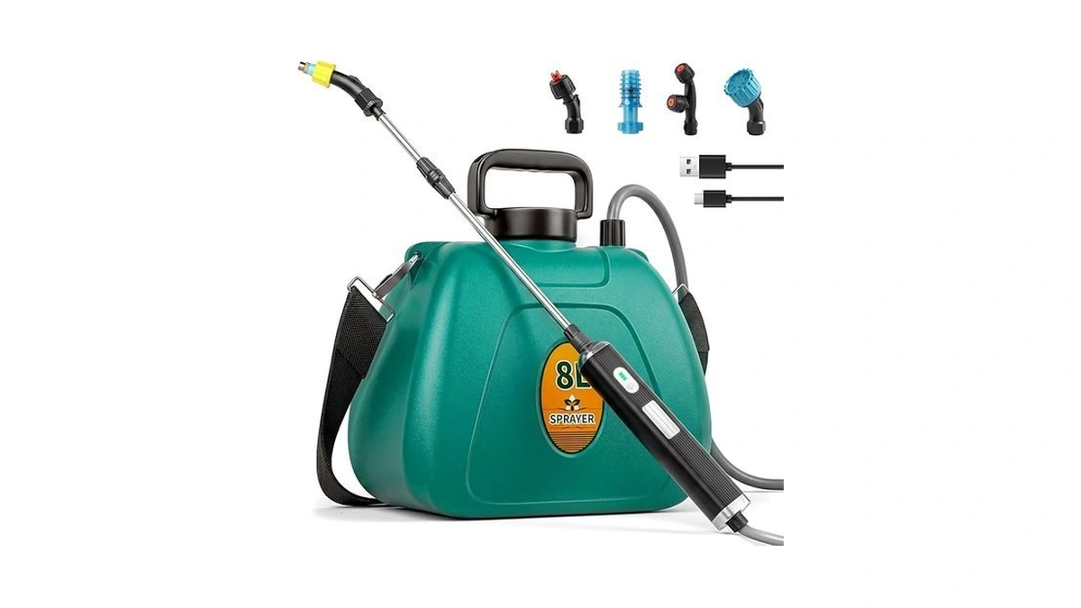 Battery Powered Garden Sprayer 2 Gallon, 7.4v High Pressure Rechargeable