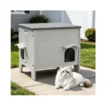 Deblue Outdoor Cat House Weatherpoof Plastic Cats Houses With Escape