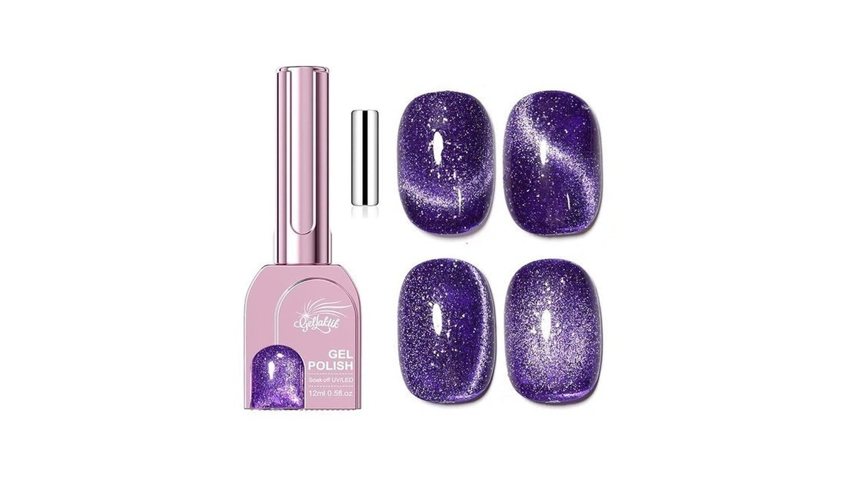 Gellaktik Purple Cat Eye Gel Nail Polish With Magnetic Stick