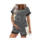 Ekouaer Maternity Pajamas 2 Piece Outfits Waffle Knit Short Sleeve