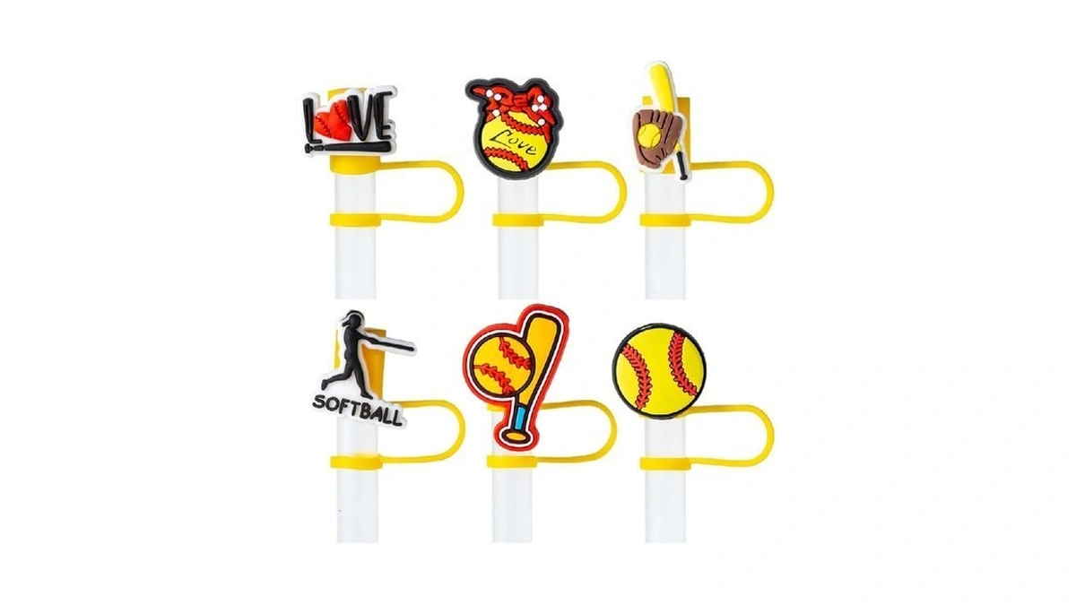 6pcs Softball Straw Cover Cap For Stanley Cup Accessories, 10mm