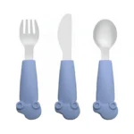 Clevakid Stainless Steel Silverware Set – Silicone Handle Fork, Spoon