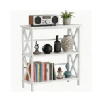 Happymont 3 Tier Bookshelf, Classical Modern Display Bookcase With X-brace,