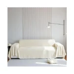 Toyroom Beige Chenille Couch Cover For Dogs Kids Solid Sofa