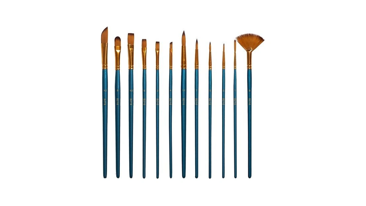 12-pack Artist Paint Brush Set – Nylon Hair Brushes For