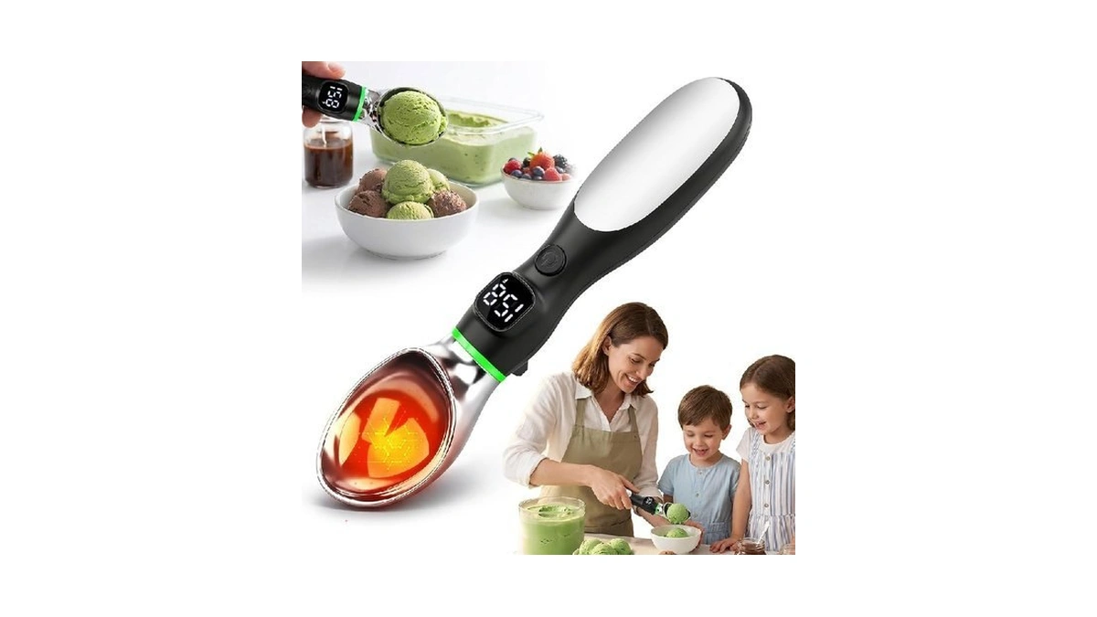 Heated Ice Cream Scoop, Rechargeable Electric Ice Cream Scoop With