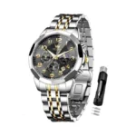 Olevs Watch Men Luxury Black Large Face Watch For Men