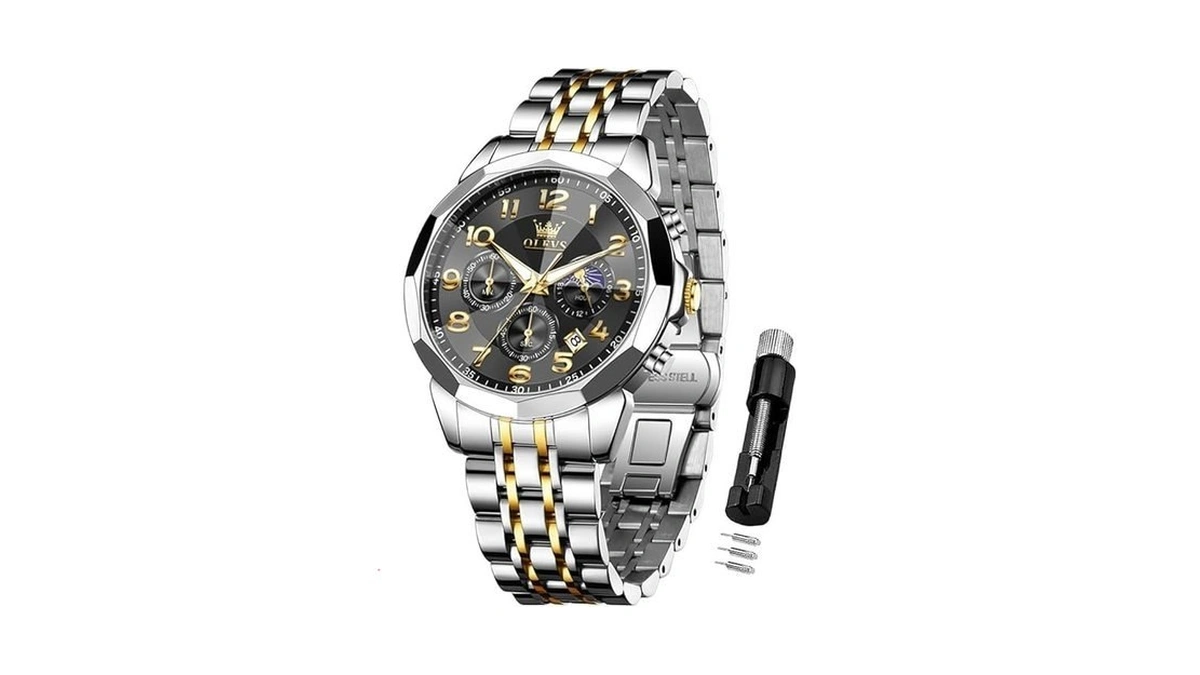 Olevs Watch Men Luxury Black Large Face Watch For Men