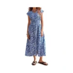 Women's Summer Dress, Casual Floral Boho Maxi Dresses, Flutter Sleeve