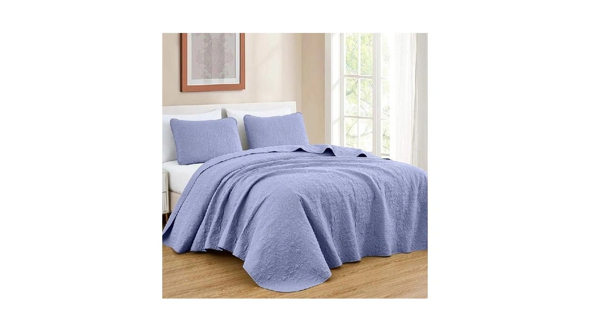 Chezmoi Collection Luca 3-piece Oversized Bedspread Set, Queen Size, Lavender