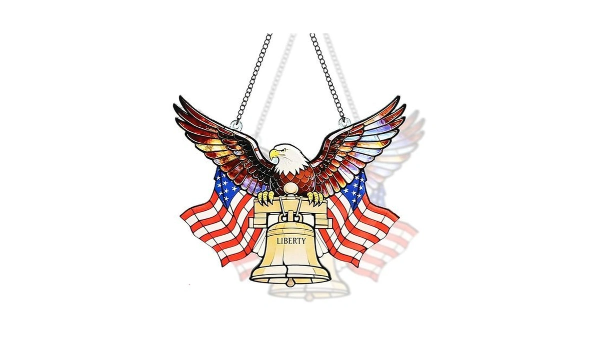 Suncket 7.8 Inch Stained Glass Window Hanging American Bald Eagle