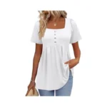 Vutru Womens Summer Tops Short Puff Sleeve Babydoll Shirts Peplum