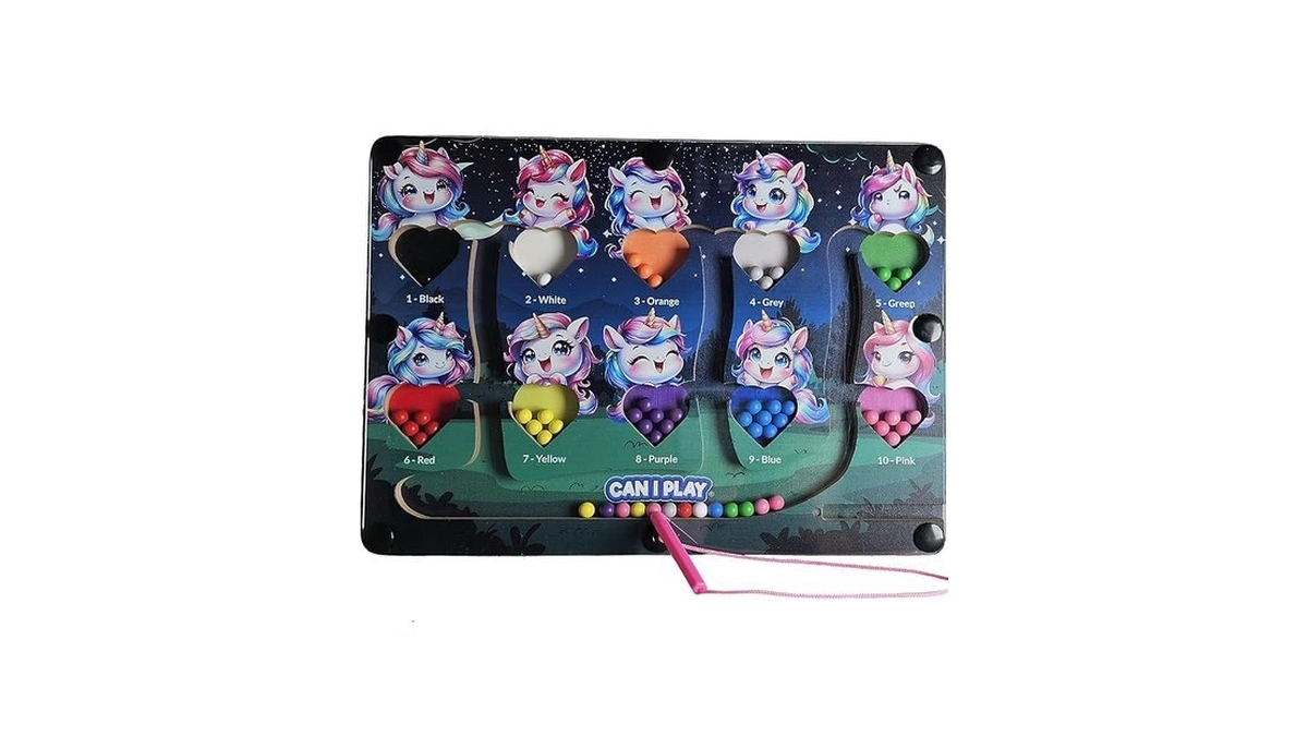 Unicorn Magnetic Wand Maze Board - Wooden Sorting Puzzle -
