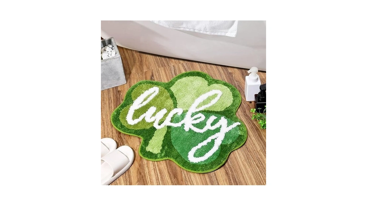 St. Patrick's Day Shamrock Bathroom Rug Non-slip Bath Mat Lucky