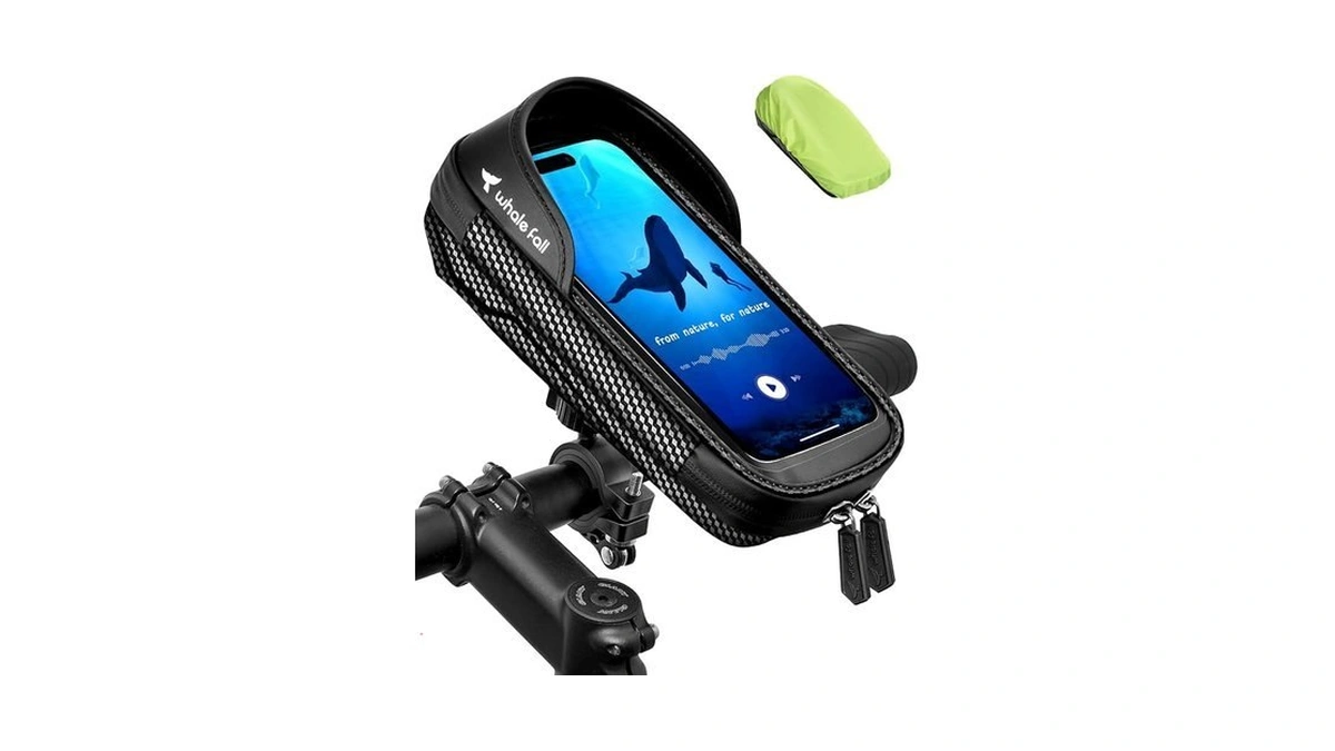 Whale Fall 360° Rotatable Bike Phone Holder, Waterproof Handlebar Bag