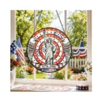 Suncket 7.8 Inch Stained Glass Window Hanging Statue Of Liberty