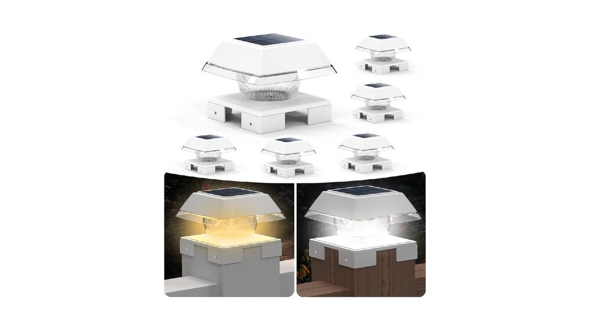Solar Post Cap Lights Outdoor, Adjustable Base Fits 3.5 To