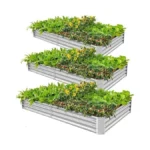 Land Guard 3 Pack 6×3×1ft Galvanized Metal Raised Garden Bed,