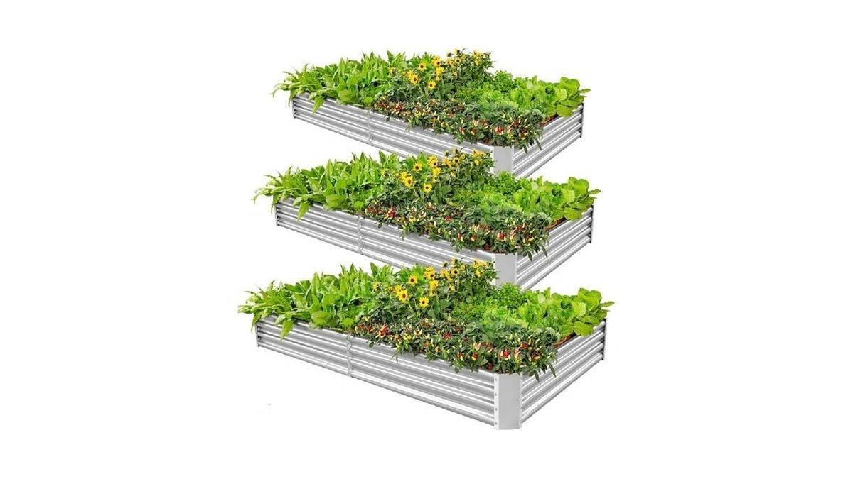 Land Guard 3 Pack 6×3×1ft Galvanized Metal Raised Garden Bed,