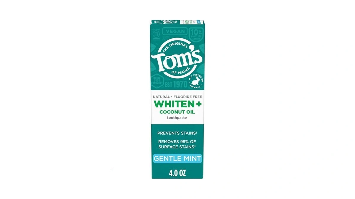 Tom's Of Maine Whiten Plus Coconut Oil Fluoride Free Toothpaste,