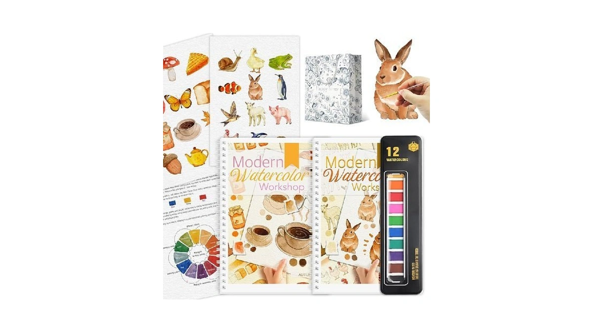2pcs Watercolor Workbook Beginner-friendly Watercolor Workbooks Water Coloring Book With