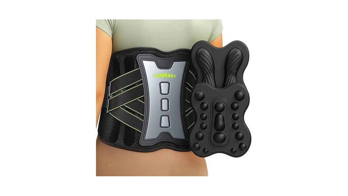 Toowfary Back Brace For Lower Back Pain Relief With 2