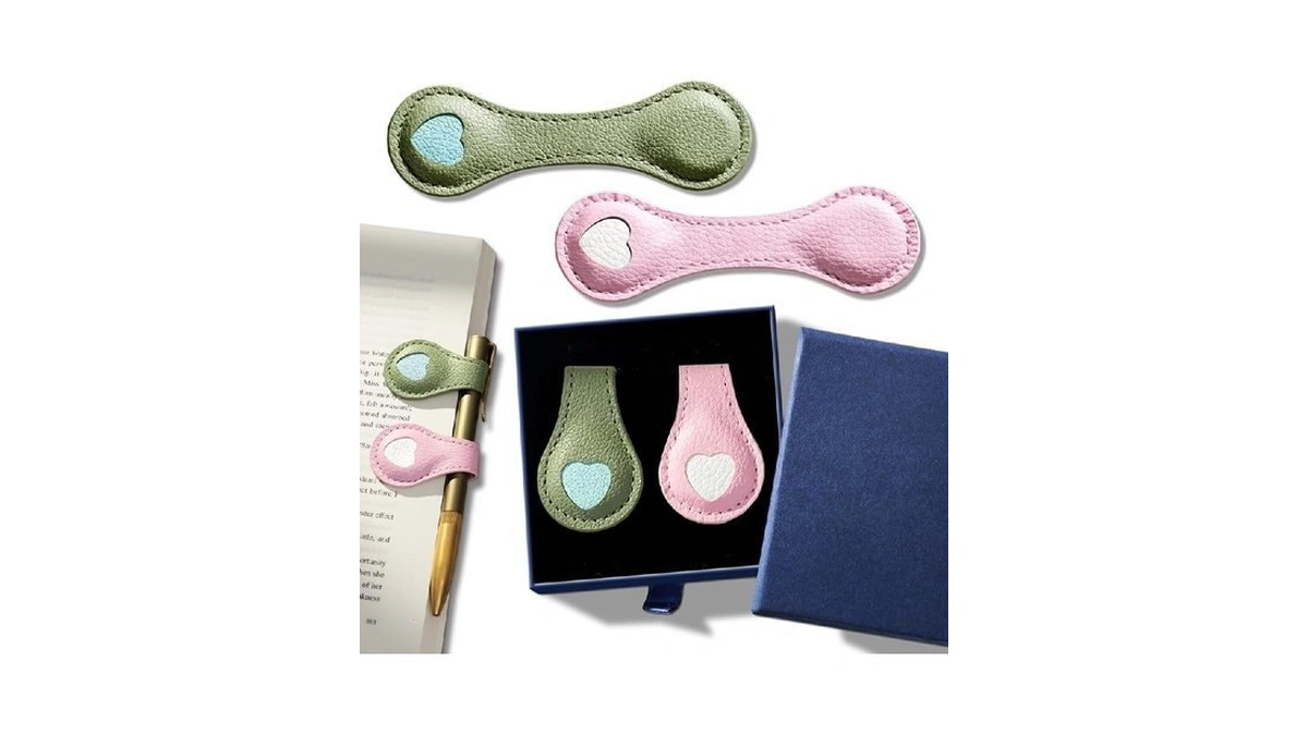 2pcs Magnetic Leather Bookmarks With Gift Box Magnetic Pen Holder
